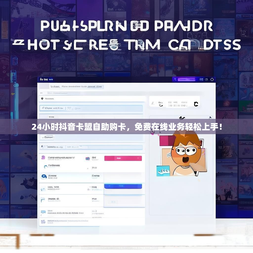 24小时抖音卡盟自助购卡，免费在线业务轻松上手！