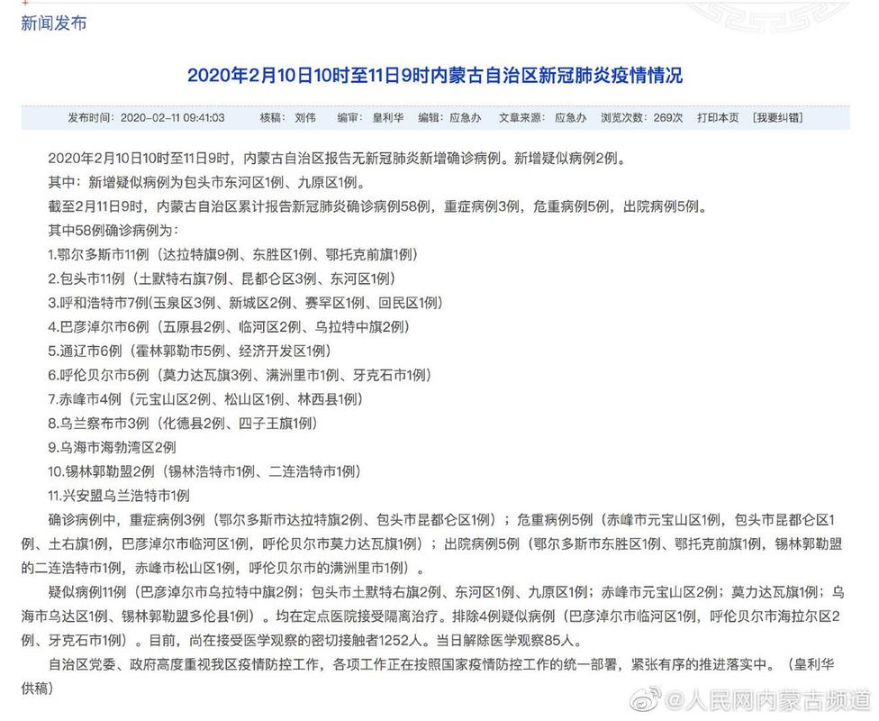 内蒙古等地新增本土确诊病例情况及全国疫情相关信息汇总